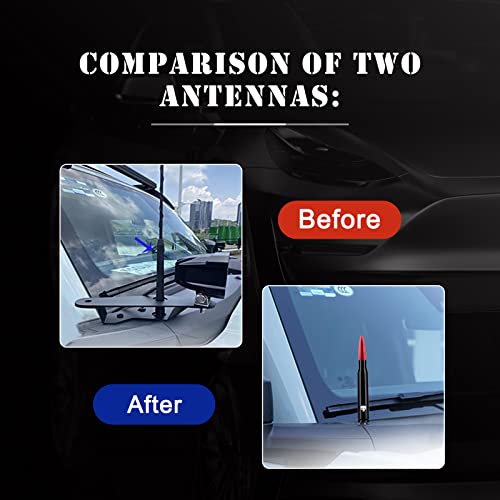 Ajxn 1 PC Car Bullet Antenna Skull, 5.4In Suitable for Ford F150 Wrangler Jeep Chevy Silverado 1500 2500 3500 HD Avalanche GMC Sierra 1500 2500 3500 Denali Heavy Duty Pickup Trucks Accessories (Red) - Image 4
