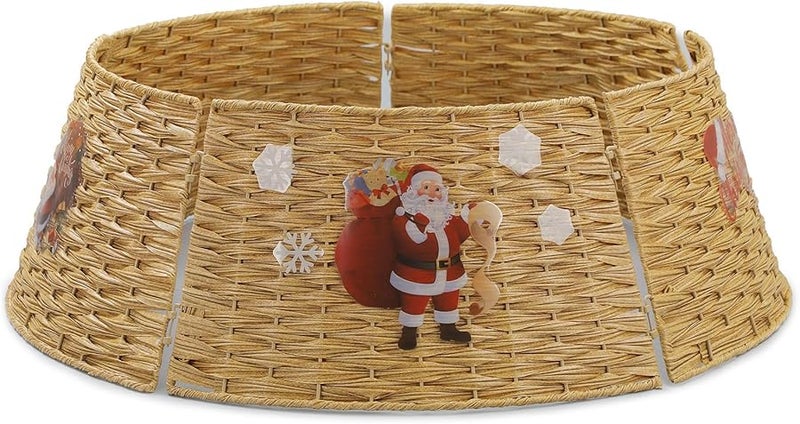 تنورة شجرة من الخوص البني، زينة عطلات طبيعية، سلة عيد الميلاد، لوازم حفلة احتفالية - Image 3