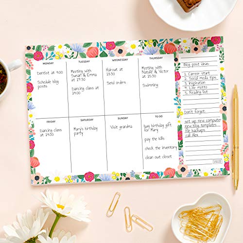 Sweetzer & Orange Floral Weekly Planner 2025, Undated Sheets To Do List Notepad, 7x10” Day Desk Note Pad Easy to Tear, School and Home Checklist Productivity Organizer, Work and Daily Planner - Image 3