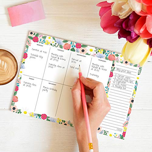 Sweetzer & Orange Floral Weekly Planner 2025, Undated Sheets To Do List Notepad, 7x10” Day Desk Note Pad Easy to Tear, School and Home Checklist Productivity Organizer, Work and Daily Planner - Image 4