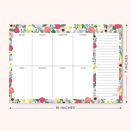 Sweetzer & Orange Floral Weekly Planner 2025, Undated Sheets To Do List Notepad, 7x10” Day Desk Note Pad Easy to Tear, School and Home Checklist Productivity Organizer, Work and Daily Planner - Image 2