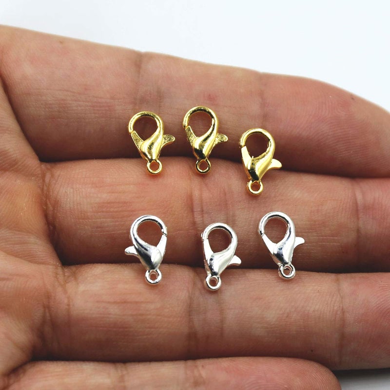 PinCute 120 Pieces Stainless Steel Lobster Claw Clasps, PinCute Silver & Gold Bracelet Necklace Clasps, Lobster Claw Clasps for DIY Jewelry Findings Making (12x7mm) - Image 4