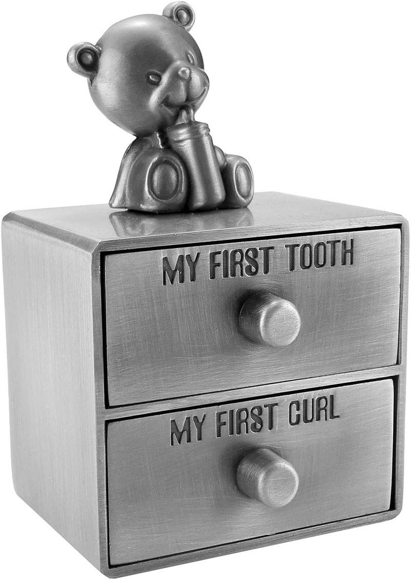 Mogoko Silver Baby First Tooth and Curl Keepsake Box Set - Image 1