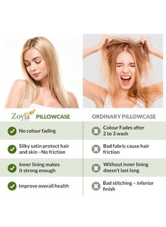 ZOYLA HERBAL Zoyla Herbal Korean Silk Satin Pillow Cover for Hair and Skin Designed by Hair Expert Control Hair Fall Reduce Frizz Pack of 1 Pillow Covers 2 Scrunchies Silver Grey  - Image 4