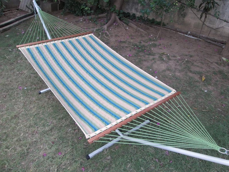 HANGIT Hangit 13FT Quilted Fabric Hammock Swings for Home Outdoor Multicolor Stripe  - Image 3