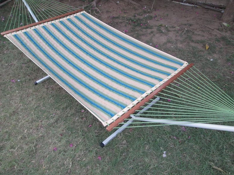 HANGIT Hangit 13FT Quilted Fabric Hammock Swings for Home Outdoor Multicolor Stripe  - Image 2