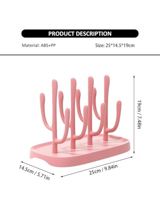 MiniMe Baby Bottle Drying Rack with Removable Drip Tray | BPA‑Free PP Plastic | Pink | Holds 8 Bottles, Nipples & Accessories | Countertop Space‑Saver | Easy‑Clean - Image 3
