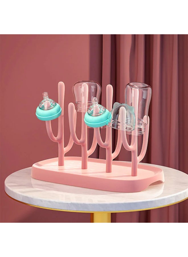 MiniMe Baby Bottle Drying Rack with Removable Drip Tray | BPA‑Free PP Plastic | Pink | Holds 8 Bottles, Nipples & Accessories | Countertop Space‑Saver | Easy‑Clean - Image 2