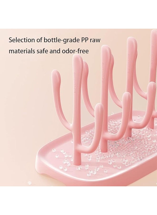 MiniMe Baby Bottle Drying Rack with Removable Drip Tray | BPA‑Free PP Plastic | Pink | Holds 8 Bottles, Nipples & Accessories | Countertop Space‑Saver | Easy‑Clean - Image 4