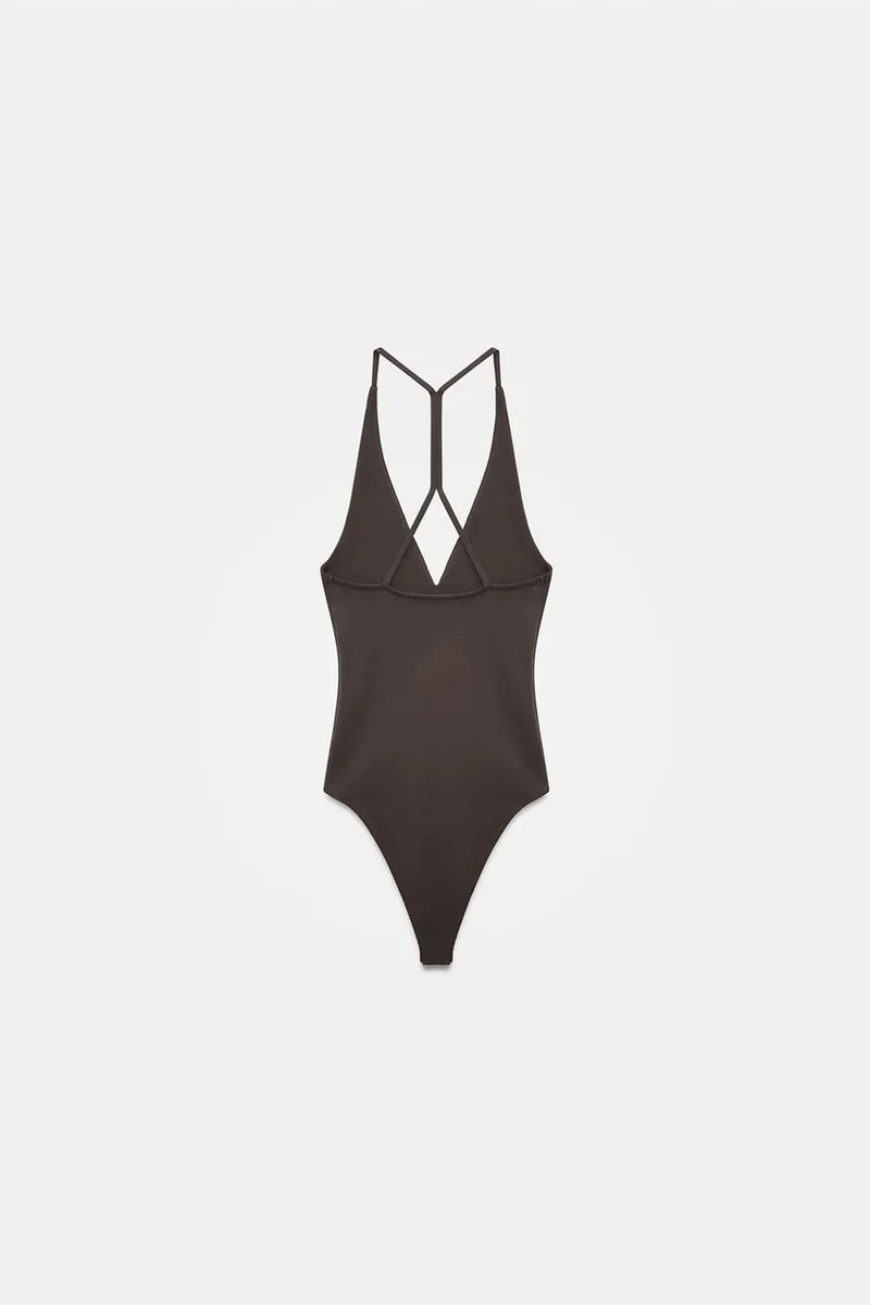 Dilvin Black DILVIN Slim Fit Cut-Out Halter Bodysuit for Women | Best Price UAE