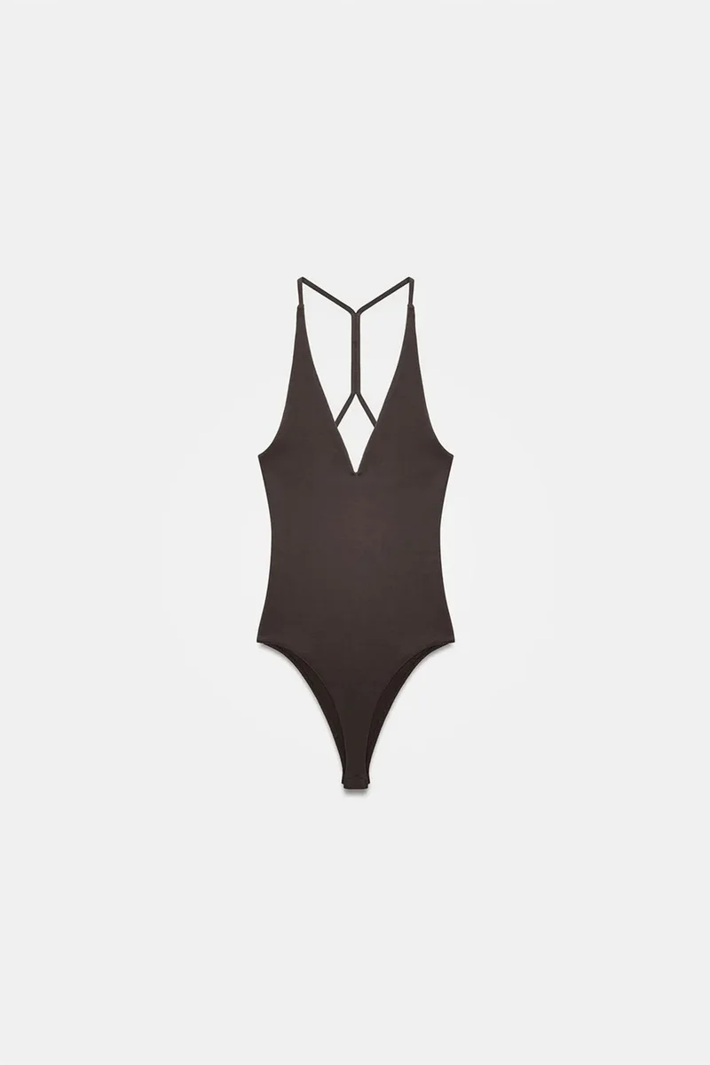 Dilvin Black DILVIN Slim Fit Cut-Out Halter Bodysuit for Women | Best Price UAE