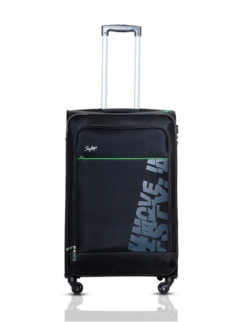Rhumba Checked Luggage| 4W Str (E)| Polyester Soft Sided 360° 4 Wheels Spinner Trolleys| Large-24 Inch- Black