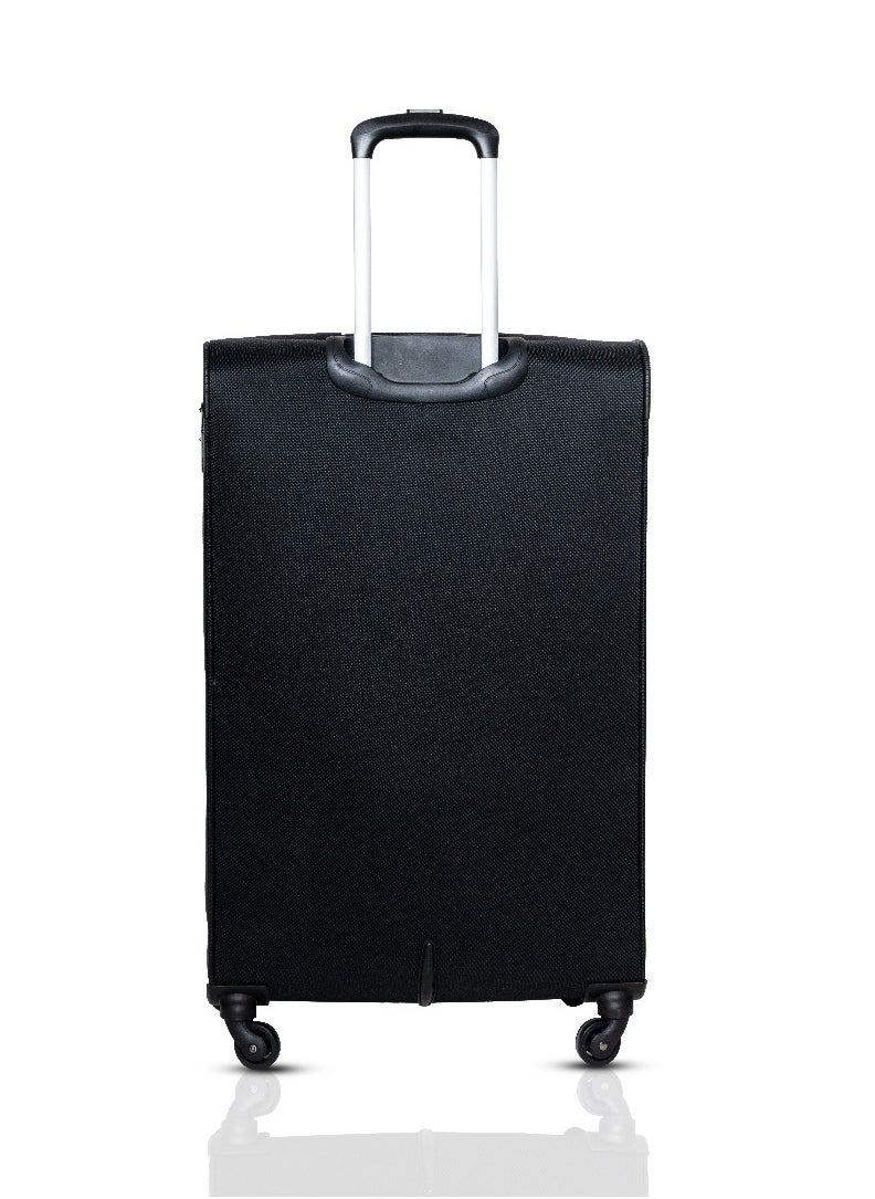 Rhumba Checked Luggage| 4W Str (E)| Polyester Soft Sided 360° 4 Wheels Spinner Trolleys| Large-24 Inch- Black