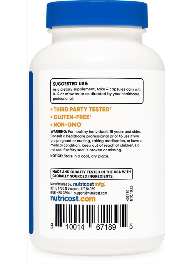 Nutricost سترات المغنيسيوم 420 ملغ، 120 كبسولة نباتية - 30 حصة، خالية من الغلوتين، مكمل غير معدل وراثيًا - Image 2