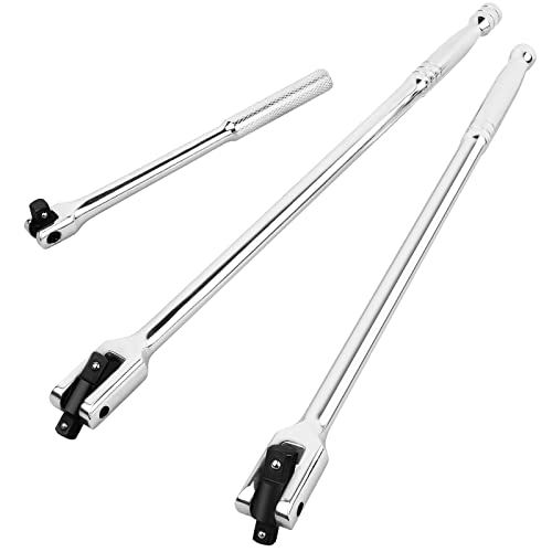 MAXPOWER 3Pcs Breaker Bar Set, Included 15 inch and 18 inch Breaker Bar with Dual Drive 1/2" and 3/8", 1/2" drive Short Bar 10" - Image 1