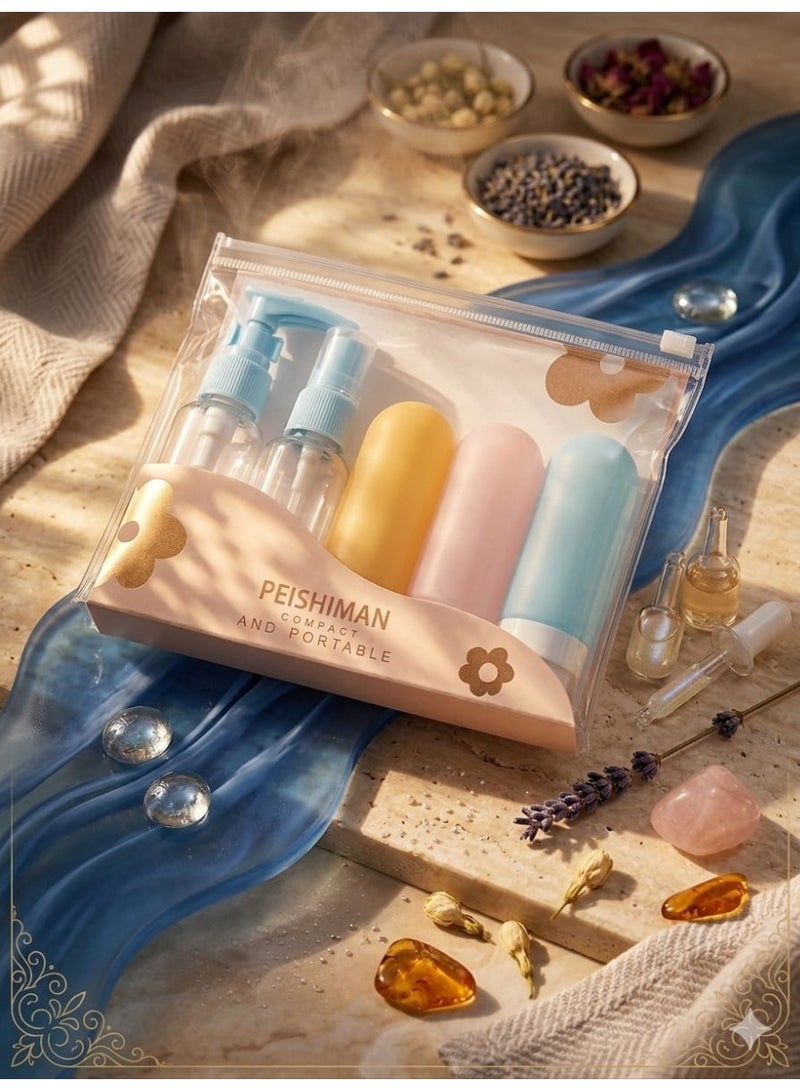 5 Pieces Travel Shampoo, Conditioner dispenser for soap cream and lotion Dispensing Bottle Portable Hotel Shampoo Shower Gel Travel Squeeze Lotion Combo Kit, Containers - Image 2