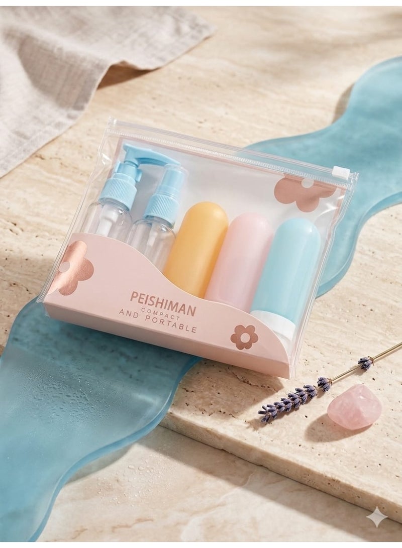 5 Pieces Travel Shampoo, Conditioner dispenser for soap cream and lotion Dispensing Bottle Portable Hotel Shampoo Shower Gel Travel Squeeze Lotion Combo Kit, Containers - Image 3