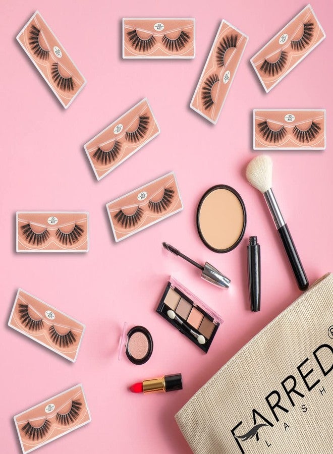 FARRED Wholesale Faux Mink Lashes 30 Pairs 3D A07 Medium Length Vegan Eyelashes Fluffy Volume Strip Lashes Bulk Fake Mixed Natural Look 3D False Eyelashes (3D A07) - Image 3