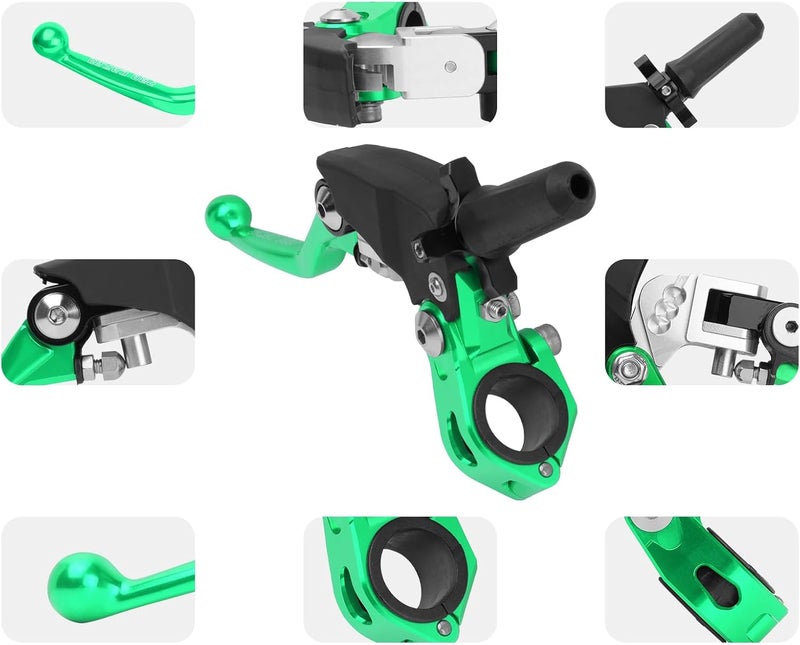 PRO CAKEN 7/8" 22mm Universal Motorcycle Aluminum 360° Alloy Foldable Clutch Handle - Green - Image 4