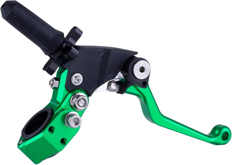 PRO CAKEN 7/8" 22mm Universal Motorcycle Aluminum 360° Alloy Foldable Clutch Handle - Green - Image 1