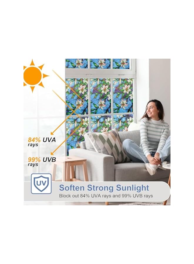 The Bros Privacy Window Films, 45cm × 200cm No Glue Static Cling Glass Window Covering, Uv Sun Blocking Glass Window Covering, for Room Décor, Bathroom, Kids Room, Stained Glassr Window Film Privacy - Image 2