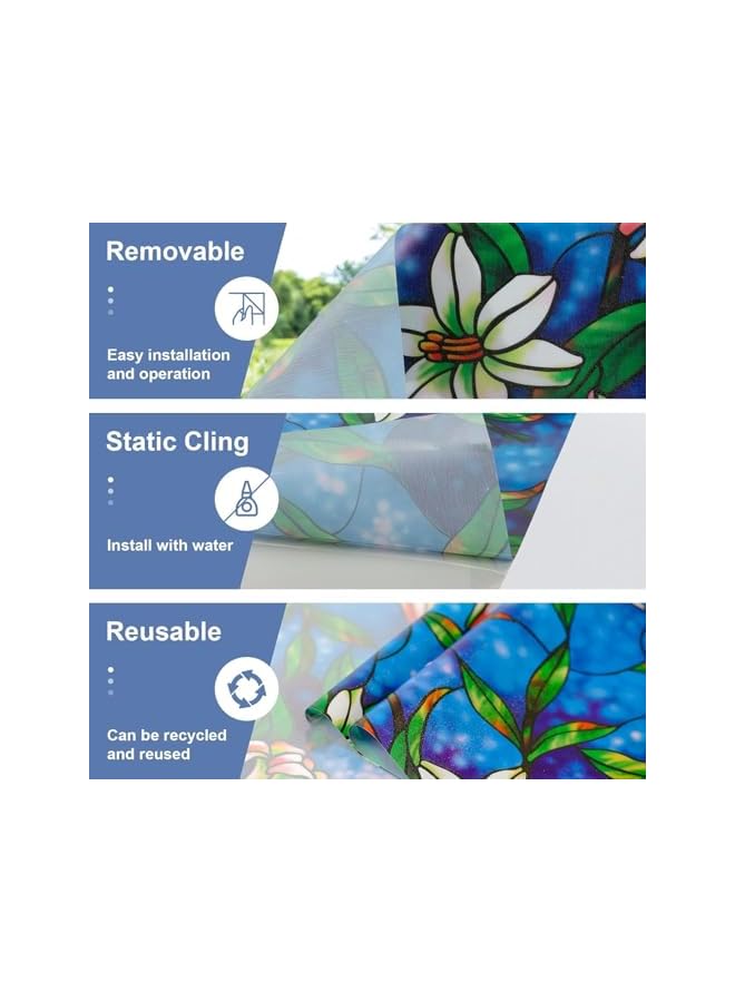 The Bros Privacy Window Films, 45cm × 200cm No Glue Static Cling Glass Window Covering, Uv Sun Blocking Glass Window Covering, for Room Décor, Bathroom, Kids Room, Stained Glassr Window Film Privacy - Image 3