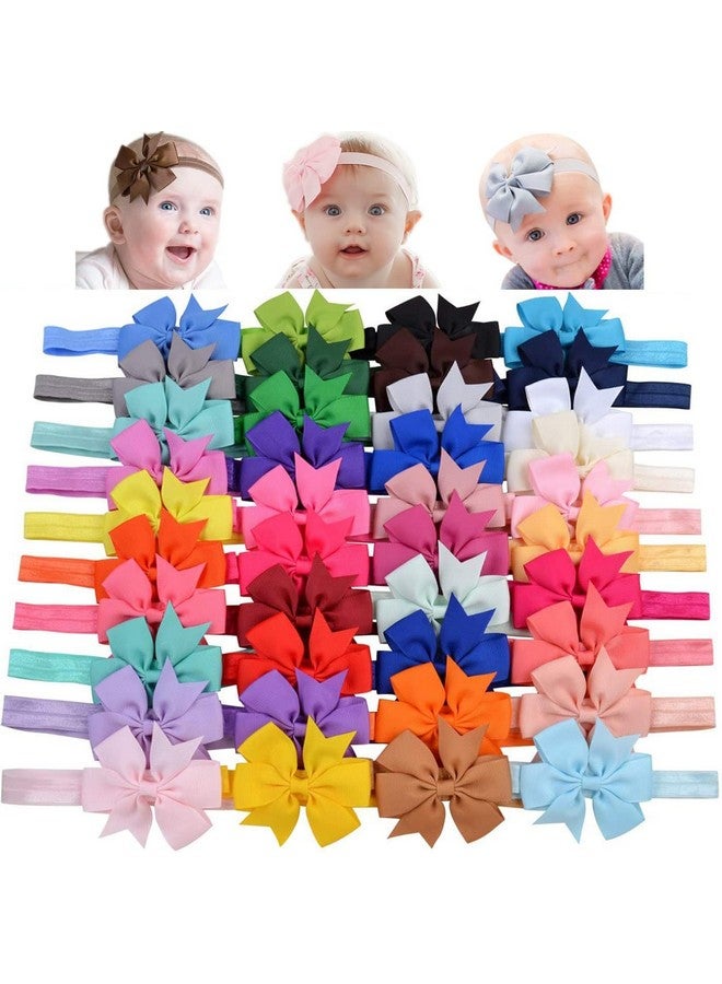 WillingTee Hairband, Baby Girls Headbands 3Inch 40 Colors Grosgrain Ribbon Hair Bows Choice for Baby Girls Infants Toddler Kids Teens and Children - Image 1