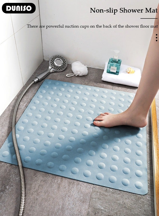 DUNISO Rubber Mat Anti Slip Bathroom Mat Shower Mat Waterproof Mat Foot Massage Mat With Drain Holes And Suction Cups 40*70cm Bath Mat For Tub, Toilet And Bathroom Floors Blue  - Image 4