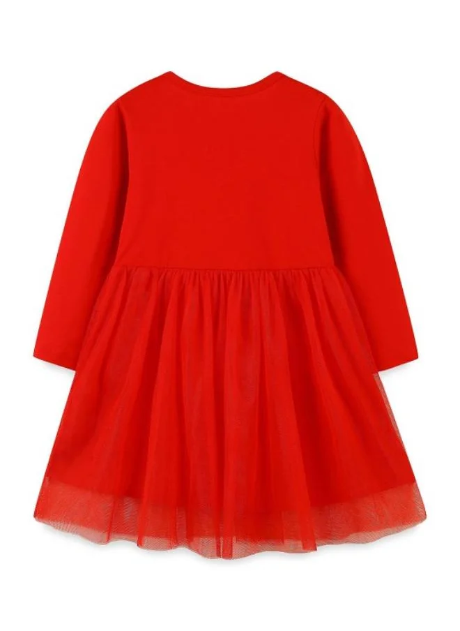 يونيكي Red Fit & Flare Crew Neck Printed Dress