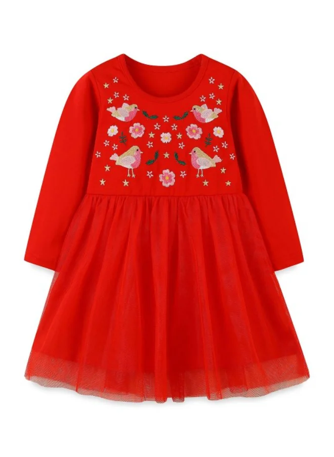 يونيكي Red Fit & Flare Crew Neck Printed Dress