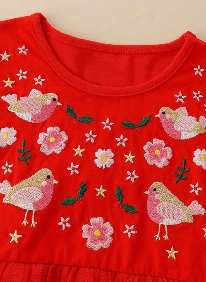 يونيكي Red Fit & Flare Crew Neck Printed Dress