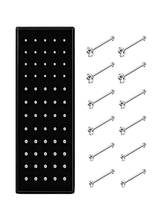 NIBEMINENT - 60-Piece Stainless Steel Rhinestone Studded Nose Ring - Image 1