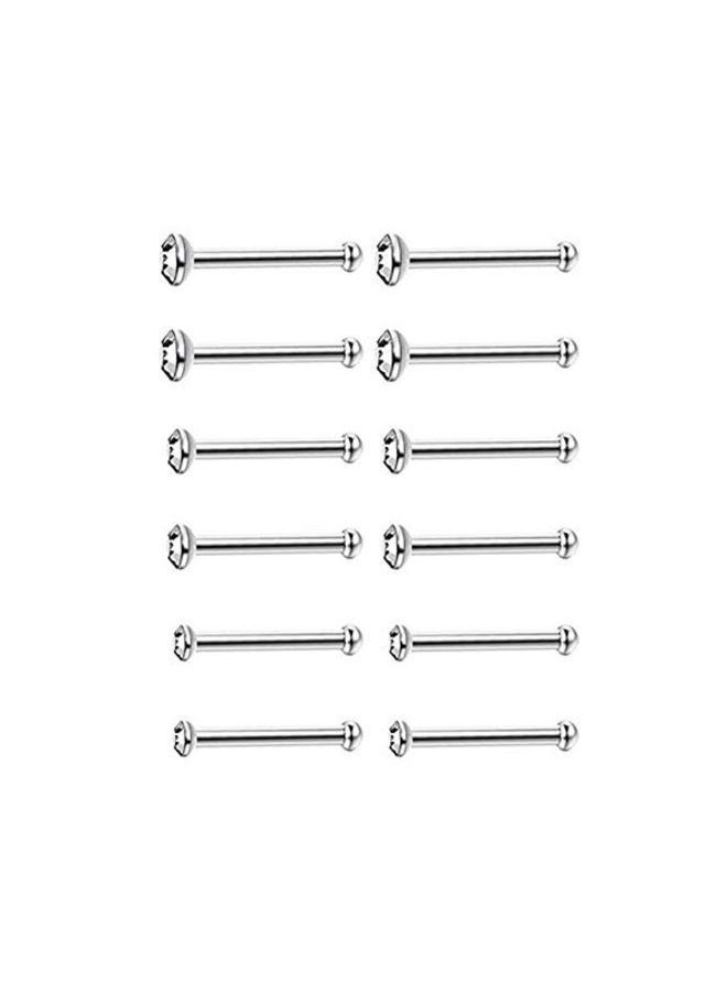 NIBEMINENT - 60-Piece Stainless Steel Rhinestone Studded Nose Ring - Image 1