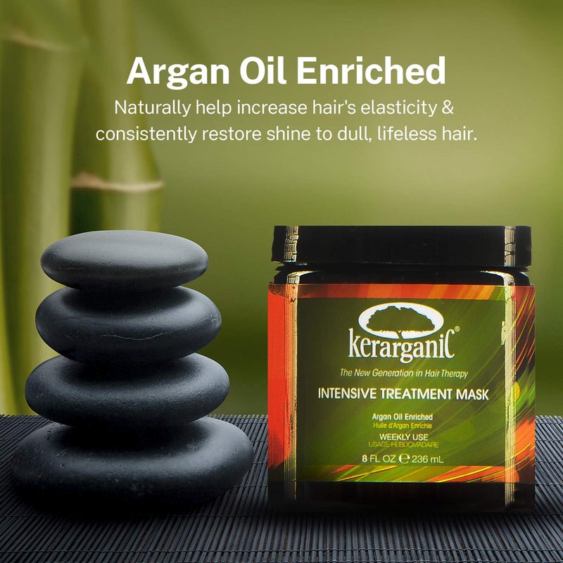 KERARGANIC Intensive Treatment Mask Argan Oil Enriched Keratin Hair Repair Treatment, 8oz - Image 2