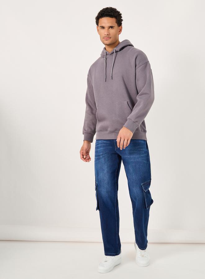 Styli Mid Wash Carpenter Fit Jeans with Cargo Pockets  - Image 2