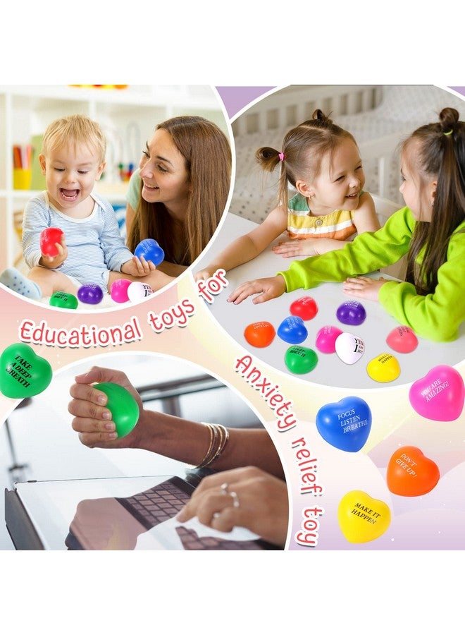 جيريفي 60 قطعة تحفيزية من كرات الضغط على شكل قلب، كرات إسفنجية صغيرة، ألعاب ضغط على شكل قلب، كرة ملهمة لتخفيف التوتر، كرة قلق لتخفيف التوتر، تحفيز وتشجيع البالغين في عيد الحب - Image 4