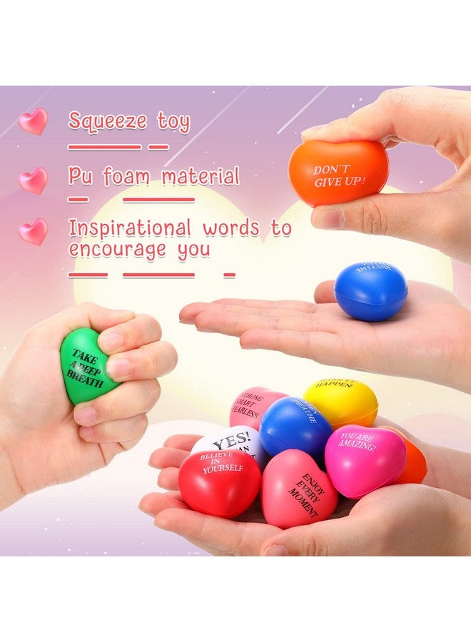 جيريفي 60 قطعة تحفيزية من كرات الضغط على شكل قلب، كرات إسفنجية صغيرة، ألعاب ضغط على شكل قلب، كرة ملهمة لتخفيف التوتر، كرة قلق لتخفيف التوتر، تحفيز وتشجيع البالغين في عيد الحب - Image 3