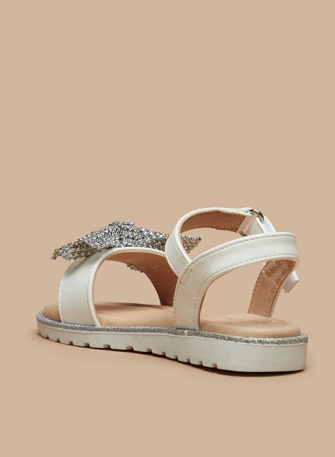 جونيورز صنادل بناتي مزينة بفيونكة وإغلاق بشريط لاصق