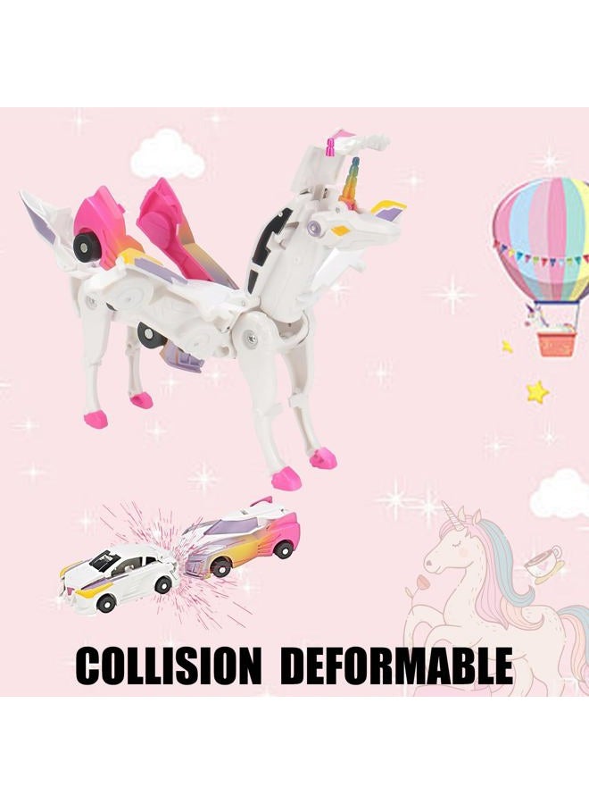 liluwushe FOTN Two Car Transform Unicorn，Unicorn Car Transformer Toy，Cars That Turn Into Unicor，for Transformer Toys Boys and Girls (Pink) - Image 3