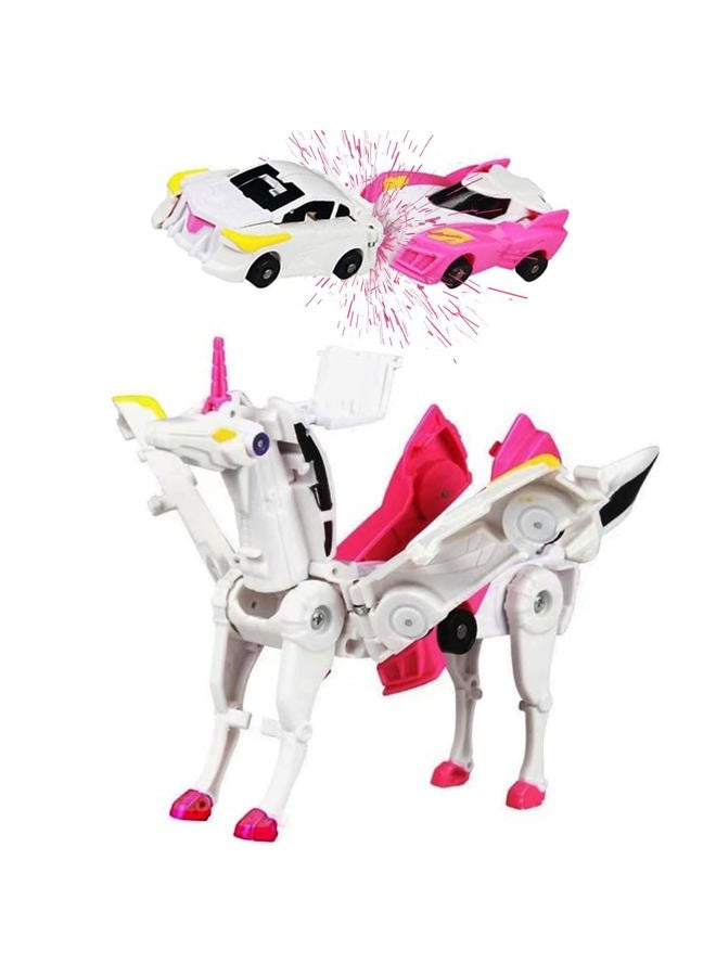 liluwushe FOTN Two Car Transform Unicorn，Unicorn Car Transformer Toy，Cars That Turn Into Unicor，for Transformer Toys Boys and Girls (Pink) - Image 1