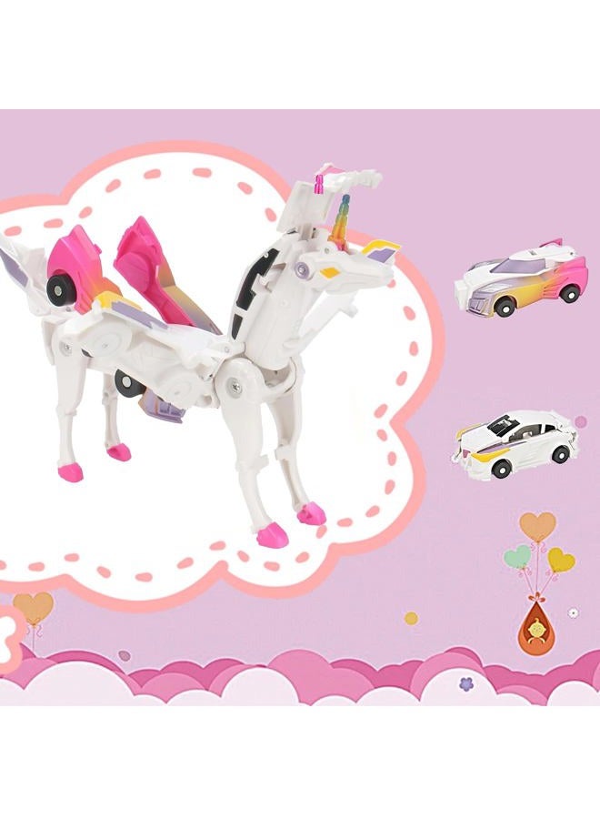 liluwushe FOTN Two Car Transform Unicorn，Unicorn Car Transformer Toy，Cars That Turn Into Unicor，for Transformer Toys Boys and Girls (Pink) - Image 4