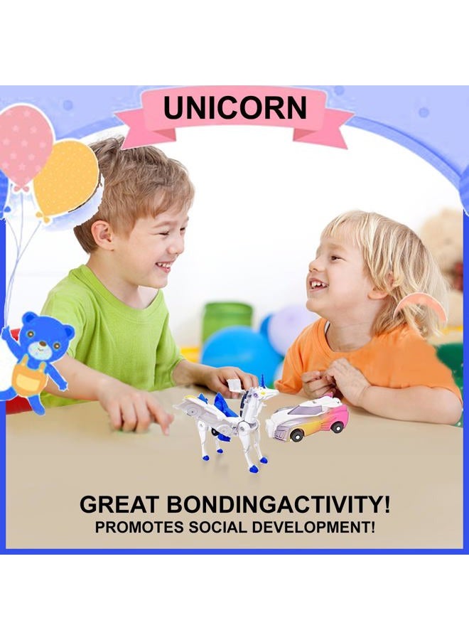 liluwushe FOTN Two Car Transform Unicorn，Unicorn Car Transformer Toy，Cars That Turn Into Unicor，for Transformer Toys Boys and Girls (Pink) - Image 5