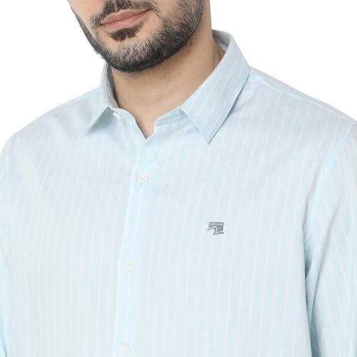 Spykar Men Blue Slim Fit Striped Casual Shirt (Size: M)-EMSHST1BD014-Sky Blue - Image 4