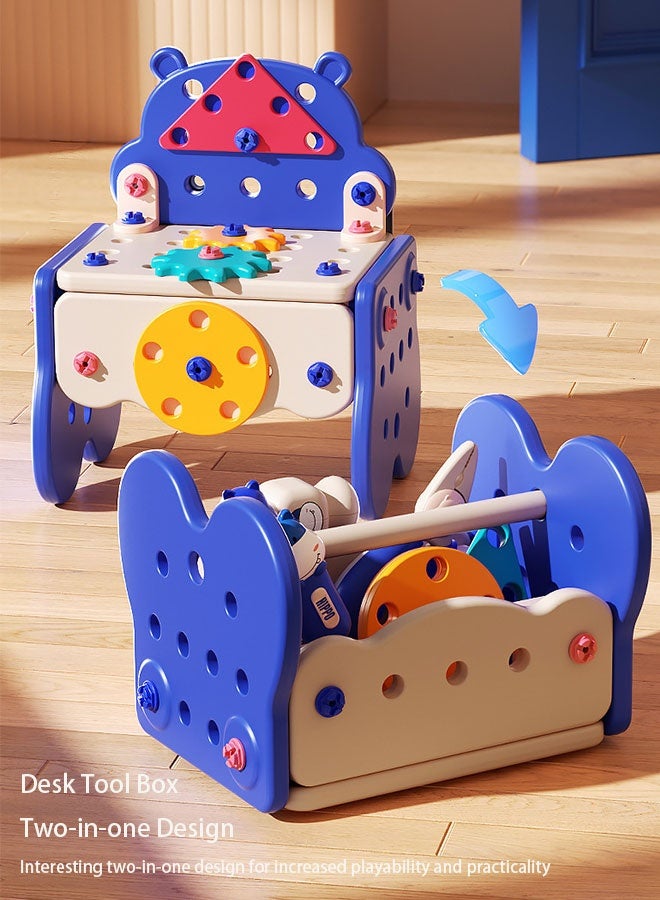 218 Pcs Kids Repair Tool Kits with Blue Electric Tool Box ，Simulated Electric Drill, Multifunctional Assembly Toy - Image 4