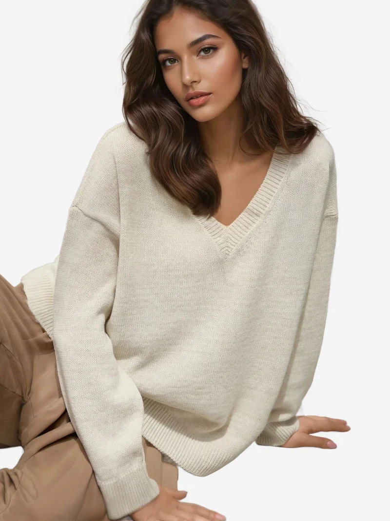 HICCUP Thick Knit V-neck Sweater