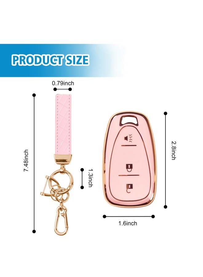 Rislobx 3 Button Key Fob TPU Shell for Chevy, Key Cover Compatible with 2016-2022 Chevy Spark Traverse Equinox, Sakura Pink, 3 Button Sakura Pink - Image 3