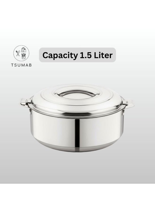 تسوماب قدر طهي تسوماب المصنوع من الفولاذ المقاوم للصدأ - طاجن معزول مزدوج الجدار سعة 1.5 لتر - Image 2