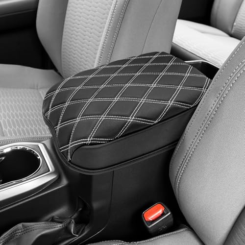 KBH Center Console Armrest Cover for Toyota Tacoma 20162023 Middle Console Cushion Pad Arm Rest Lid Covering Vinyl Leather Interior Accessories BlackGray Stitches - Image 1
