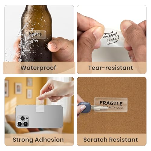 FINDAT Transparent Thermal Labels 2 × 1 Inch Self Adhesive Printer Clear Stickers Vinyl Waterproof Roll Decals Rectangle Name Tag for Address Design DIY Logo Business 300 PCS - Image 4