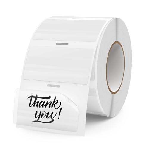 FINDAT Transparent Thermal Labels 2 × 1 Inch Self Adhesive Printer Clear Stickers Vinyl Waterproof Roll Decals Rectangle Name Tag for Address Design DIY Logo Business 300 PCS - Image 1
